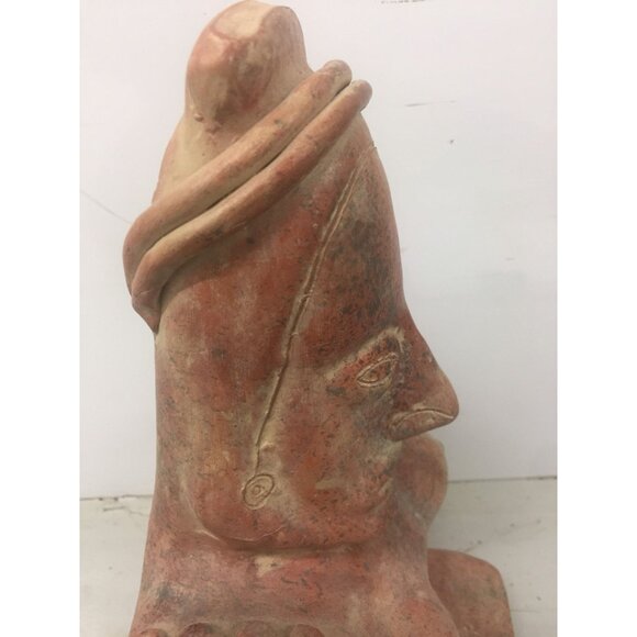 Vintage 1973 Ceramic Terracotta Mayan Figurine Female with A Large Chest Made In - Picture 10 of 10